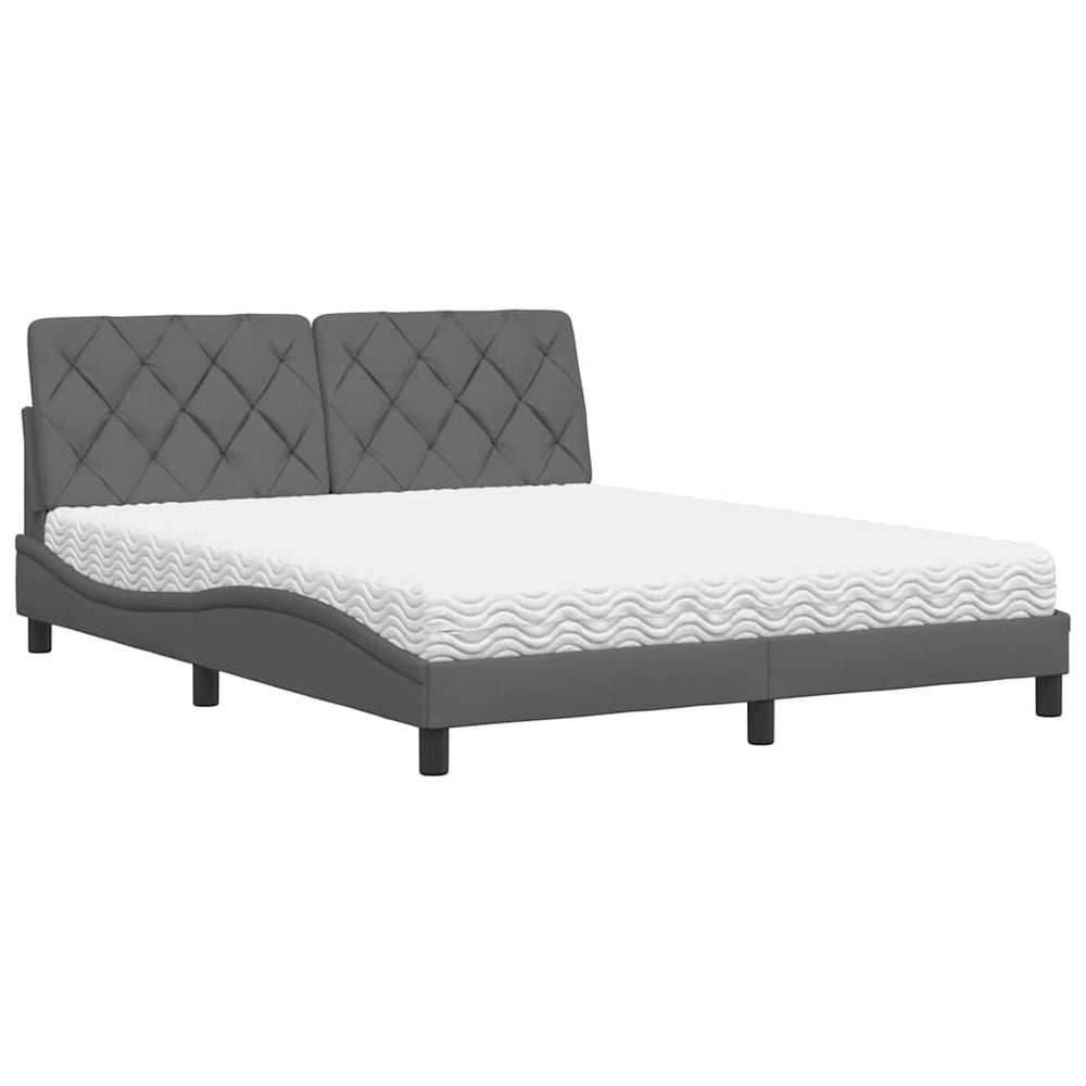Bett mit Matratze Dunkelgrau 160x200 cm