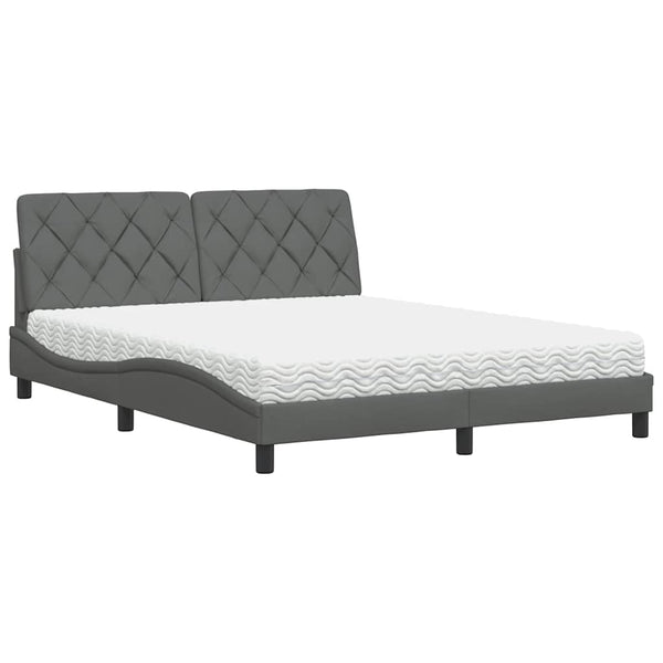 Bett mit Matratze Dunkelgrau 160x200 cm