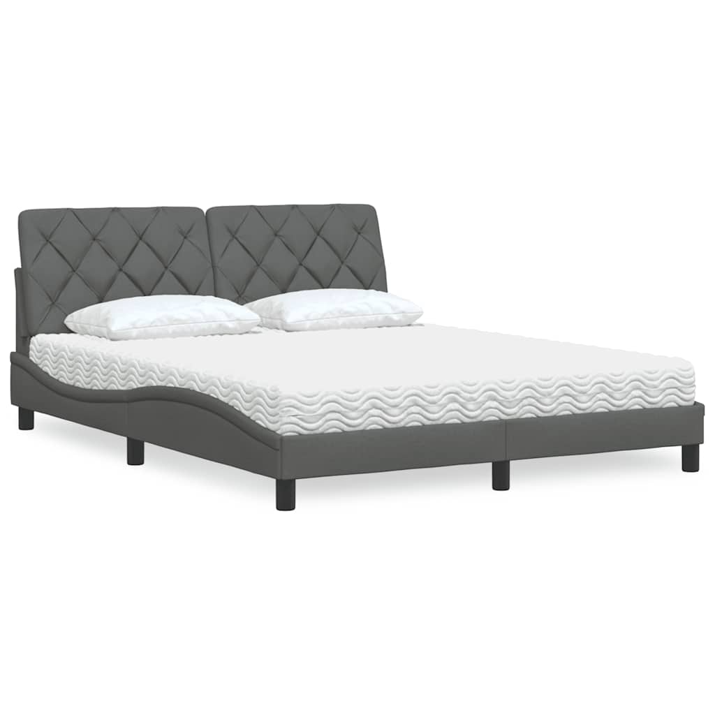 Bett mit Matratze Dunkelgrau 160x200 cm
