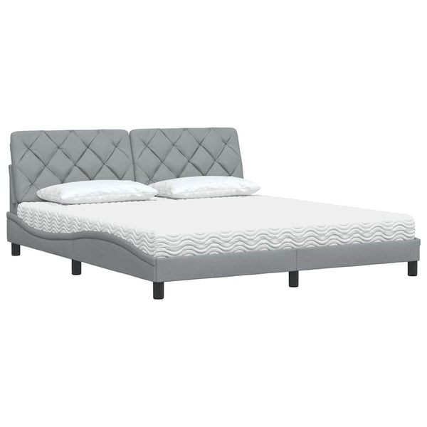 vidaXL Lit avec matelas Gris clair 180x200 cm Tissu