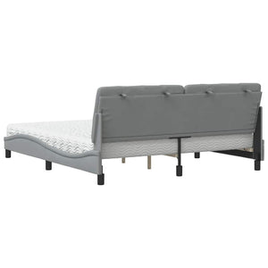 vidaXL Lit avec matelas Gris clair 180x200 cm Tissu