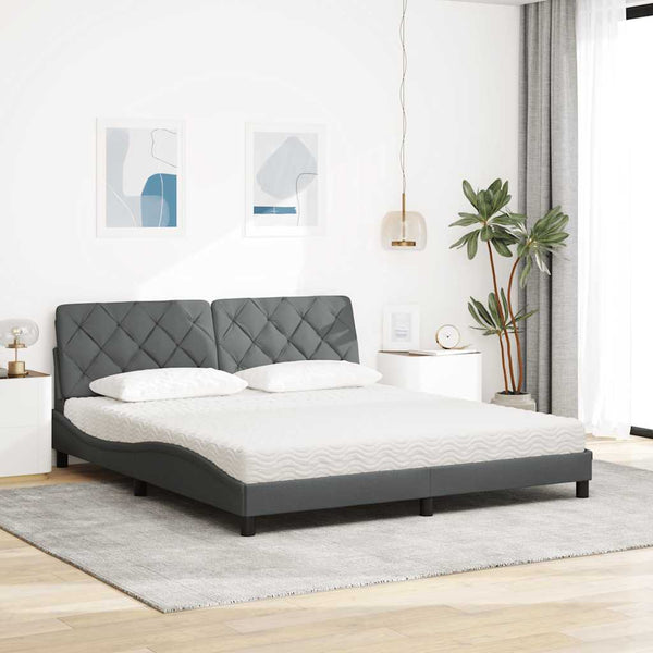 Bett mit Matratze Dunkelgrau 180x200 cm