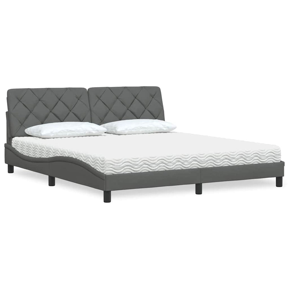 Bett mit Matratze Dunkelgrau 180x200 cm
