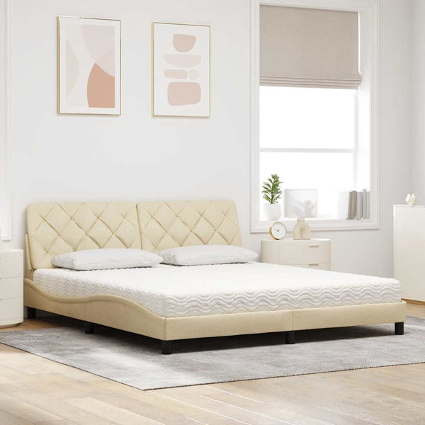 Bett mit Matratze Creme 180x200 cm