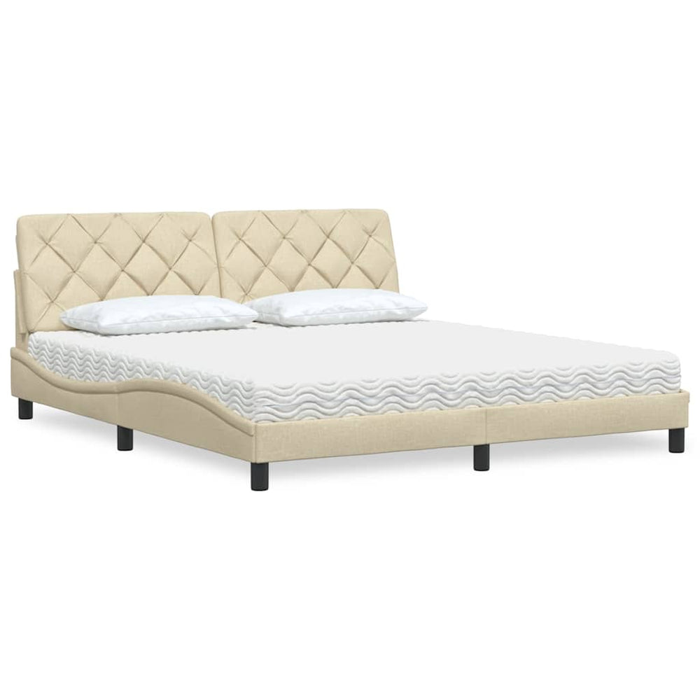 vidaXL Lit avec matelas Crème 180x200 cm Tissu