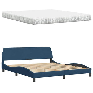 Bett mit Matratze Blau 180x200 cm