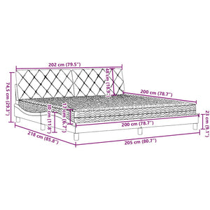 vidaXL Lit avec matelas Gris clair 200x200 cm Tissu