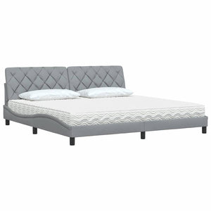 vidaXL Lit avec matelas Gris clair 200x200 cm Tissu