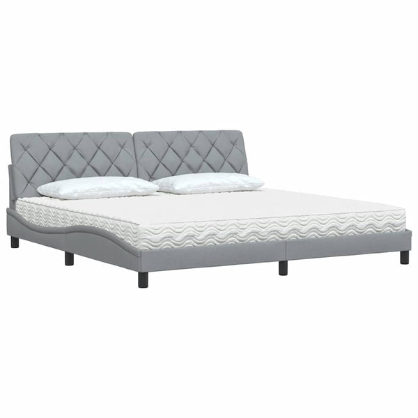vidaXL Lit avec matelas Gris clair 200x200 cm Tissu