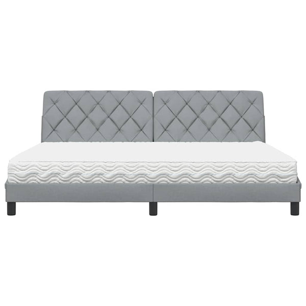vidaXL Lit avec matelas Gris clair 200x200 cm Tissu