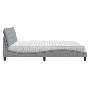 vidaXL Lit avec matelas Gris clair 200x200 cm Tissu