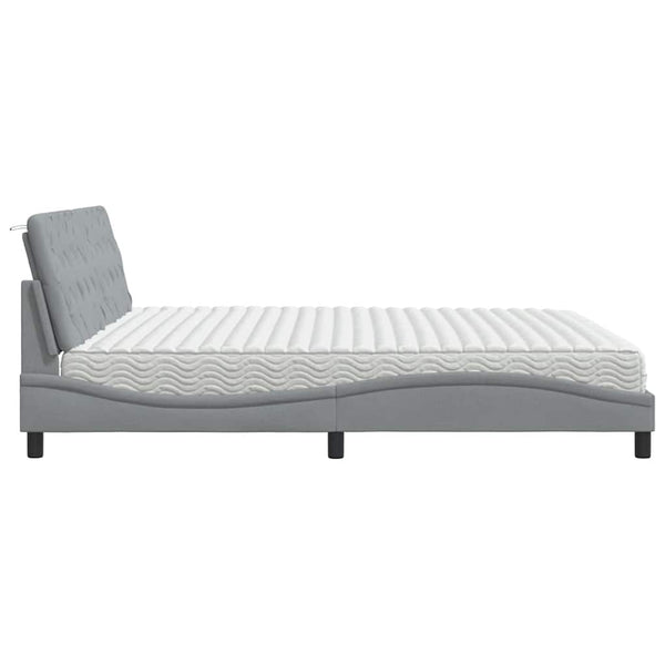 vidaXL Lit avec matelas Gris clair 200x200 cm Tissu