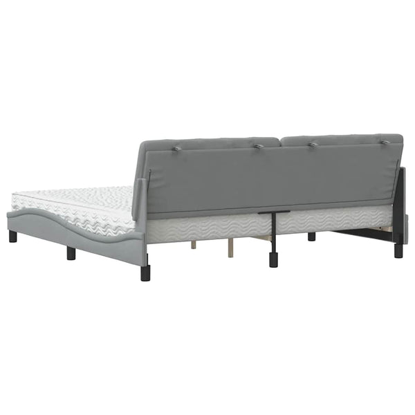 vidaXL Lit avec matelas Gris clair 200x200 cm Tissu