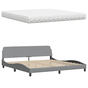 vidaXL Lit avec matelas Gris clair 200x200 cm Tissu
