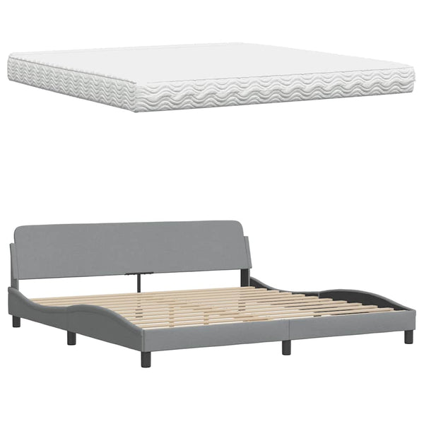 vidaXL Lit avec matelas Gris clair 200x200 cm Tissu