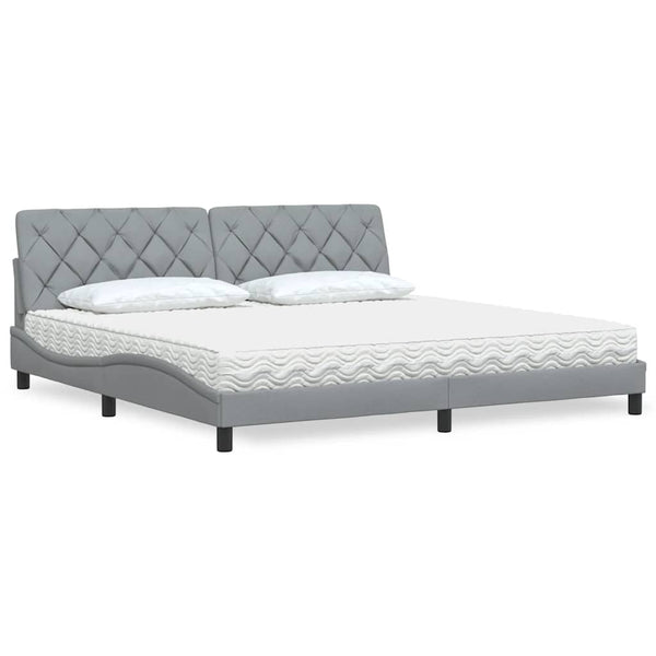 vidaXL Lit avec matelas Gris clair 200x200 cm Tissu