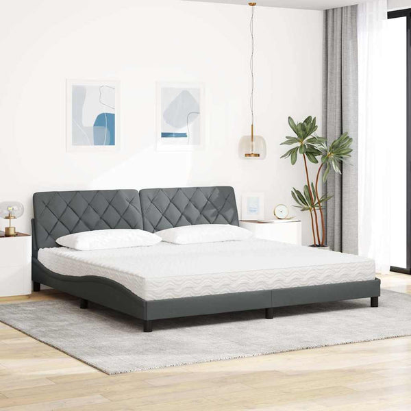 Bett mit Matratze Dunkelgrau 200x200 cm