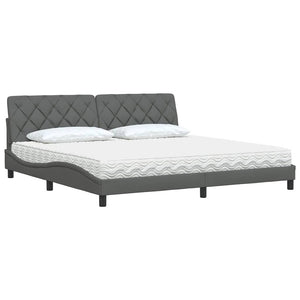Bett mit Matratze Dunkelgrau 200x200 cm