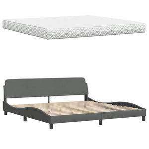 Bett mit Matratze Dunkelgrau 200x200 cm