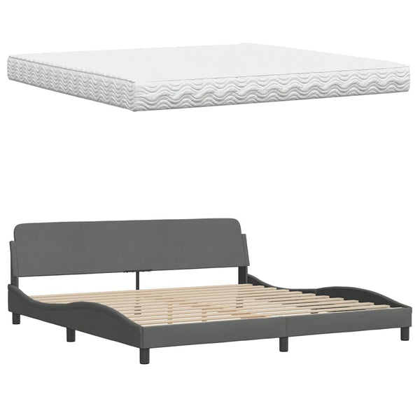 Bett mit Matratze Dunkelgrau 200x200 cm