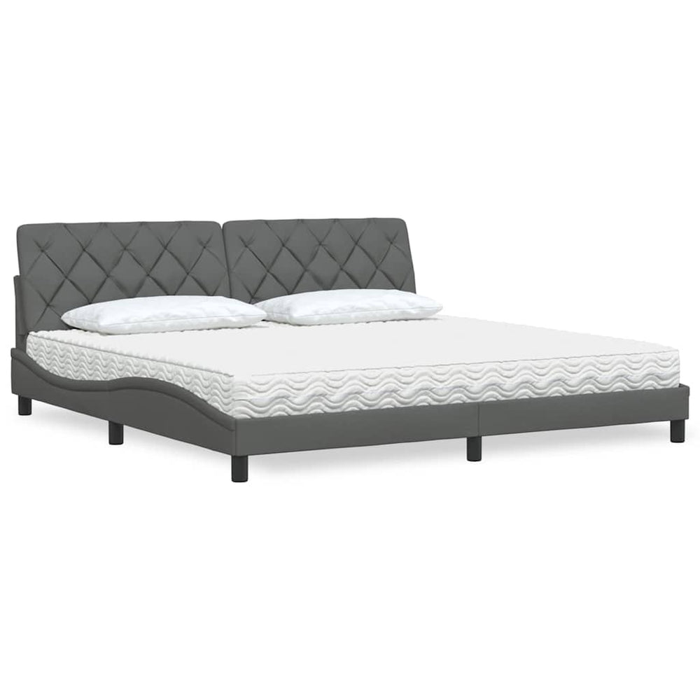 Bett mit Matratze Dunkelgrau 200x200 cm