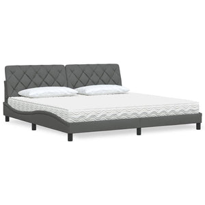Bett mit Matratze Dunkelgrau 200x200 cm