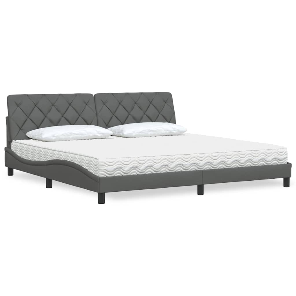 Bett mit Matratze Dunkelgrau 200x200 cm