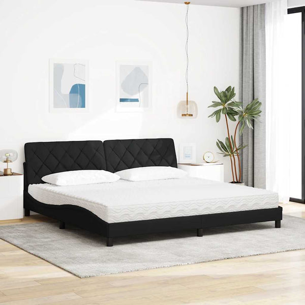 Bett mit Matratze Schwarz 200x200 cm