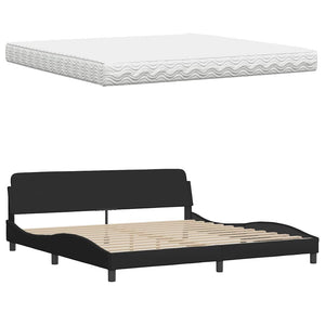 Bett mit Matratze Schwarz 200x200 cm