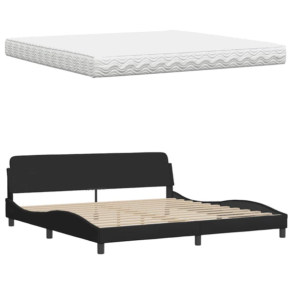 Bett mit Matratze Schwarz 200x200 cm