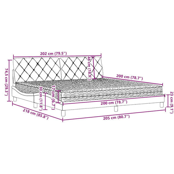 Bett mit Matratze Dunkelbraun 200x200 cm