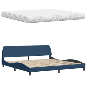 Bett mit Matratze Blau 200x200 cm