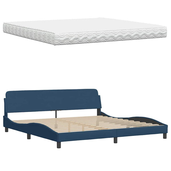 Bett mit Matratze Blau 200x200 cm