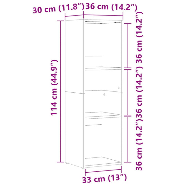 Bücherregal Altholz-Optik 36x30x114 cm