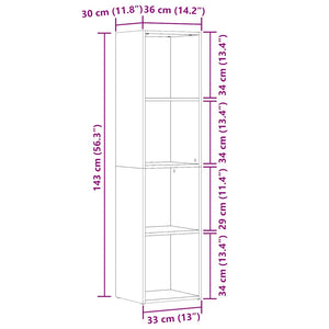 Bücherregal Altholz-Optik, 143 cm hoch