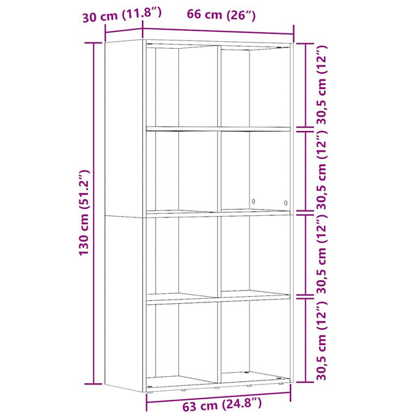 Bücherregal Altholz-Optik, 130 cm hoch