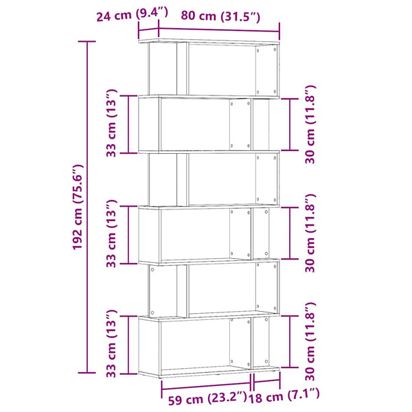 Bücherregal Altholz-Optik, 192 cm hoch