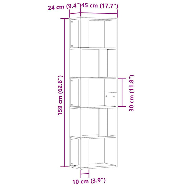 Bücherschrank Altholz-Optik 45x24x159 cm