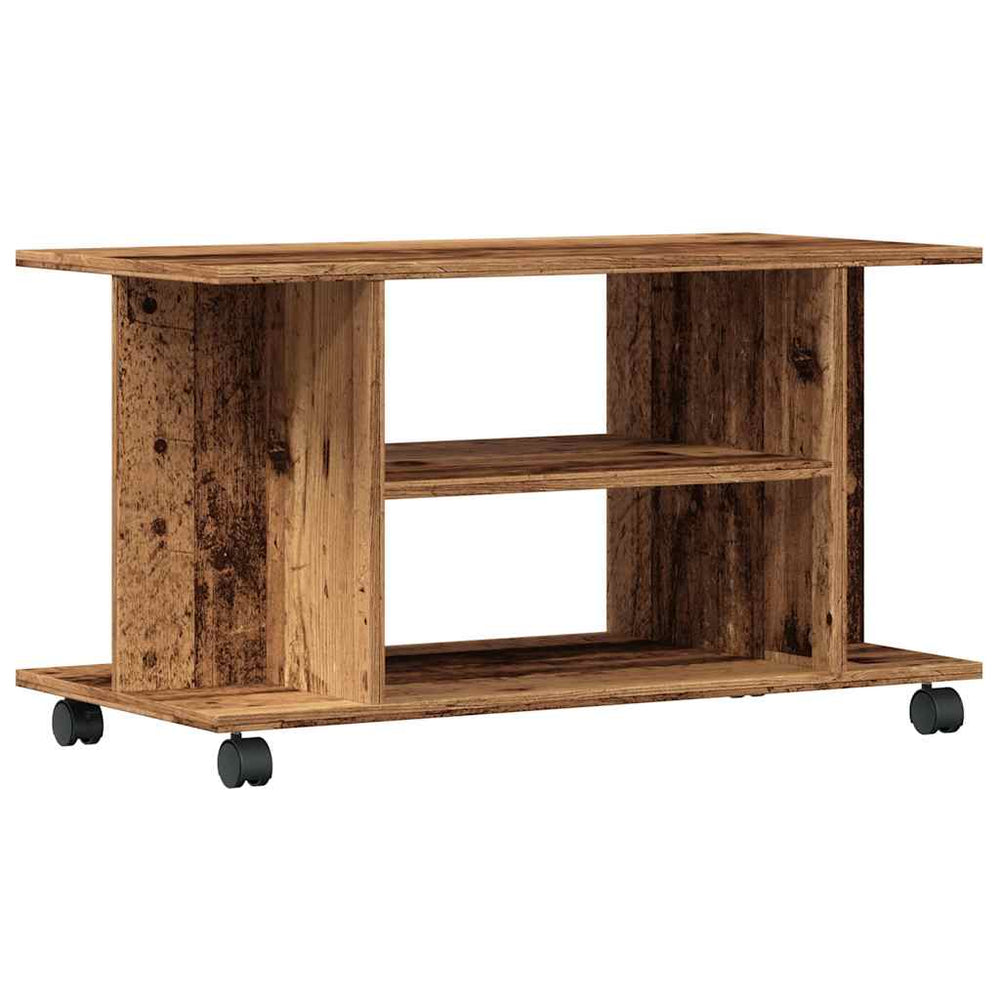 vidaXL Meuble TV à roulettes aspect bois récupéré 80x40x45 cm en bois d'ingénierie