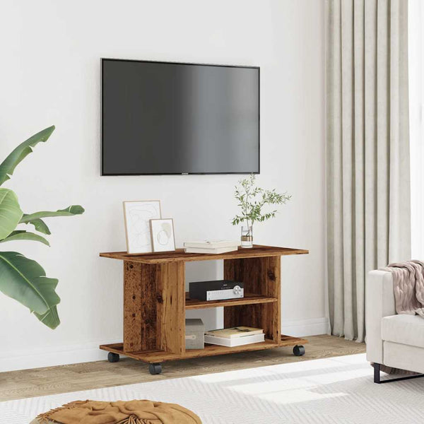 TV-Regal Altholz-Optik mit Rollen 80x40 cm