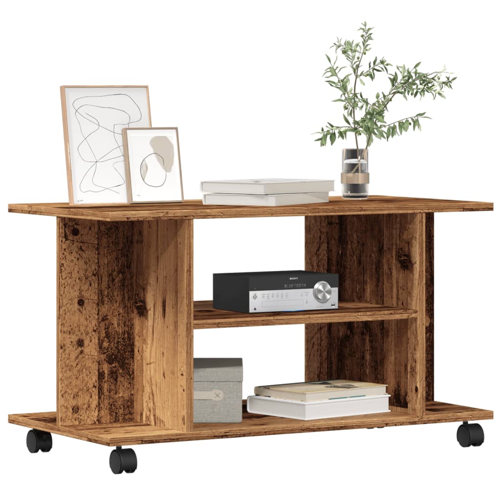 TV-Regal Altholz-Optik mit Rollen 80x40 cm