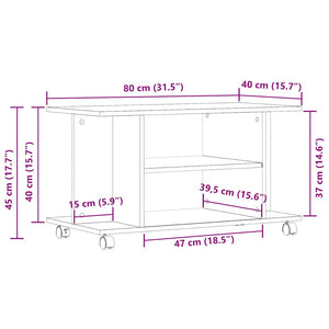 TV-Regal Artisan Eiche 80 cm mit Rollen