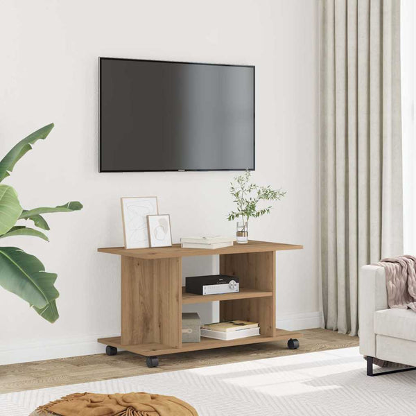 TV-Regal Artisan Eiche 80 cm mit Rollen