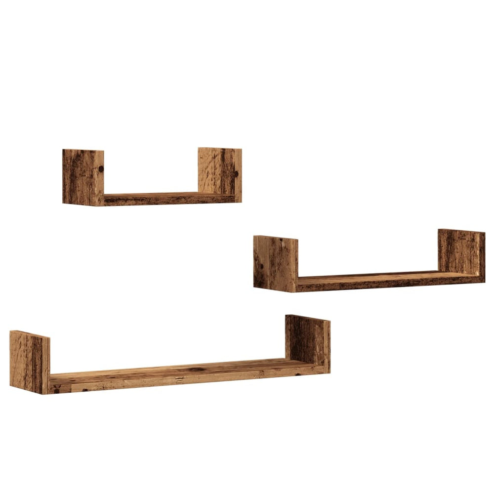 Wandregale 3er Set Altholz-Optik