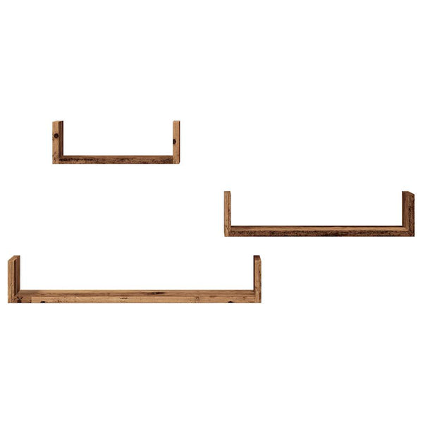 Wandregale 3er Set Altholz-Optik