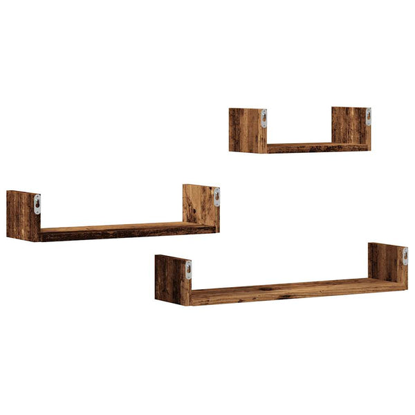 Wandregale 3er Set Altholz-Optik