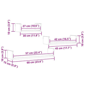 Wandregale 3er Set Altholz-Optik