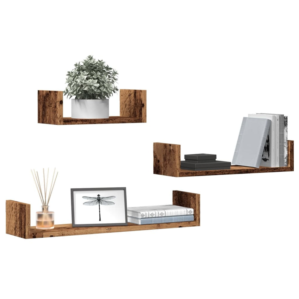 Wandregale 3er Set Altholz-Optik