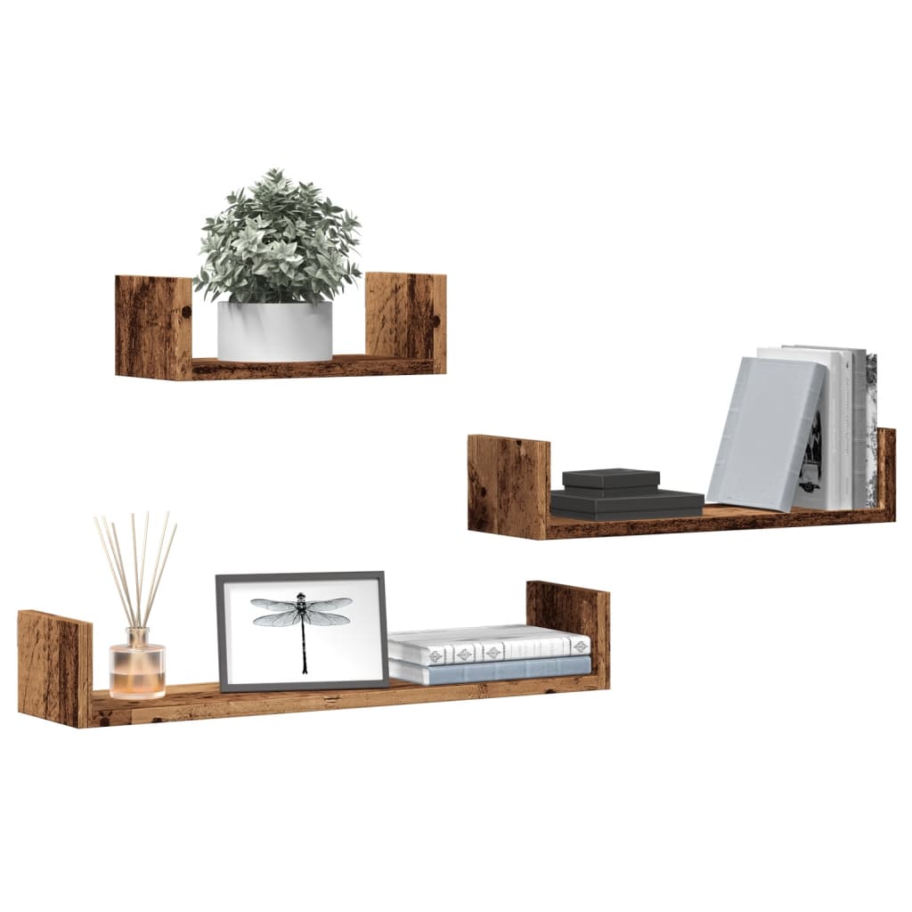 Wandregale 3er Set Altholz-Optik