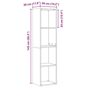 Bücherregal TV-Schrank Altholz-Optik 36x30x143 cm